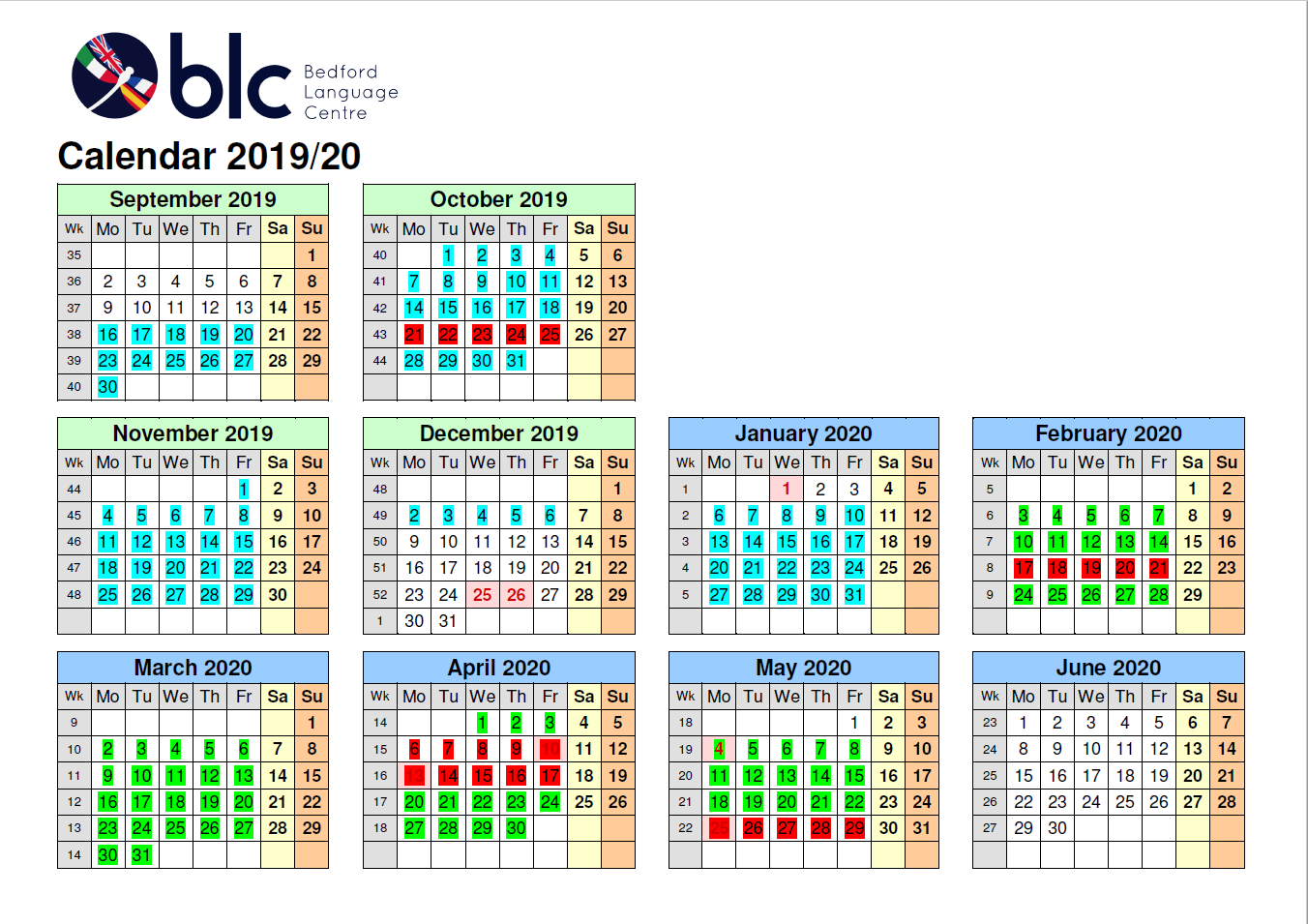 Term Calendar 2019-2020